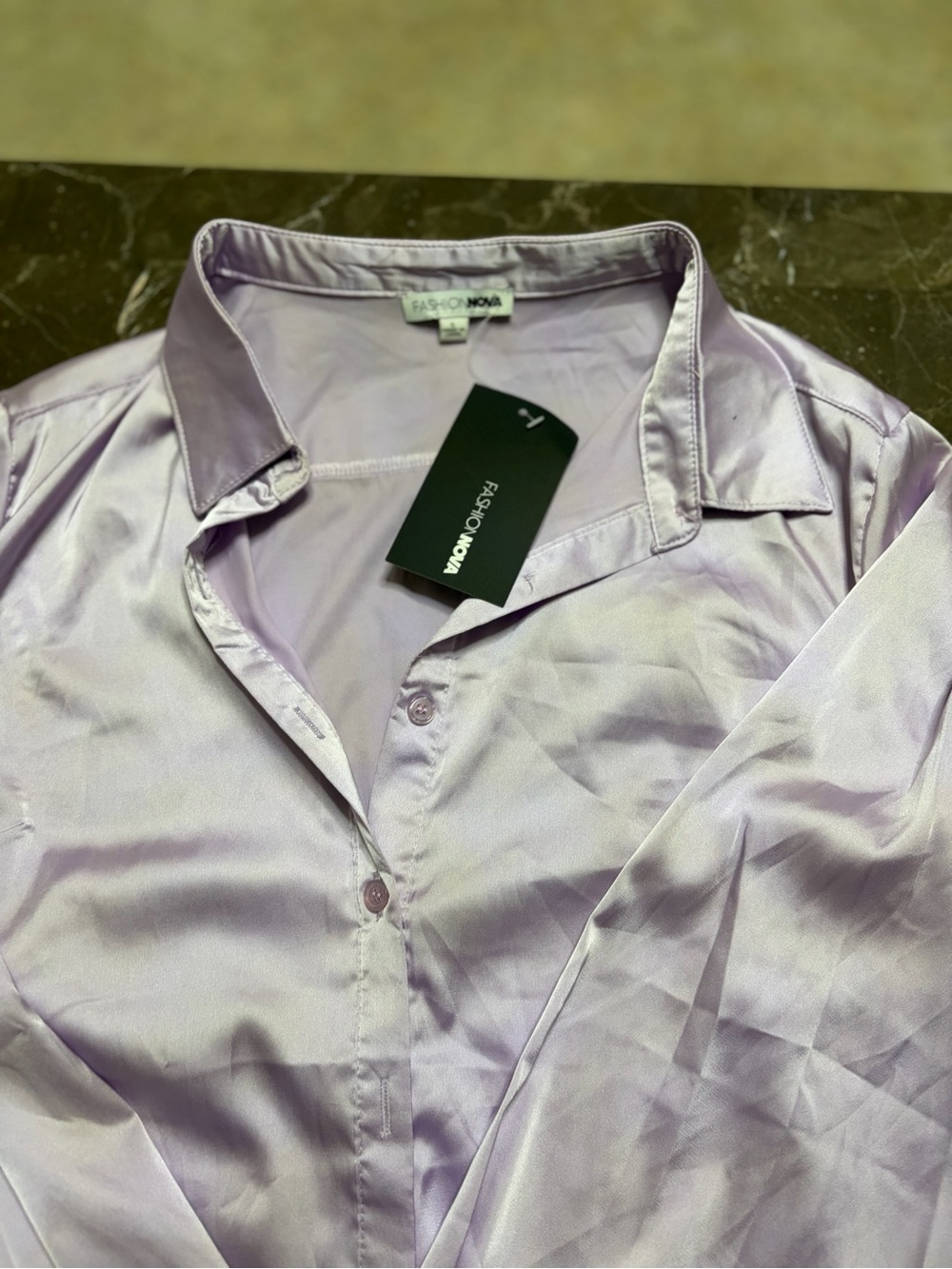 Fashion Nova Women’s lavender Satin Shirt